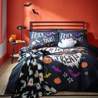 Catherine Lansfield Halloween Trick Or Treat Duvet Cover Bedding Set Black
