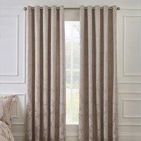 Catherine Lansfield Opulent Jacquard Ready Made Eyelet Curtains 66 x 90 Champagne