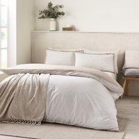 Catherine Lansfield Oxford Pinstripe Duvet Cover Bedding Set Natural