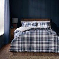 Catherine Lansfield Cosy Sherpa Check Duvet Cover Bedding Set Navy