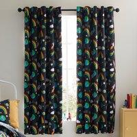 Catherine Lansfield Rainbow Rockets Ready Made Eyelet Curtains 66 x 72 Black