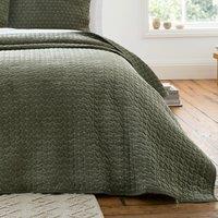 Bianca Attica Velvet 240cm x 260cm Bedspread Green
