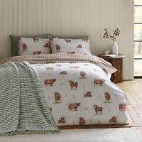 Catherine Lansfield Angus Highland Cow Duvet Cover Bedding Set Natural