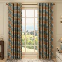 HOUSE Llewelyn-Bowen Down The Dilly Printed Velvet Made To Measure Curtains Cerulean