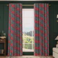 HOUSE Llewelyn-Bowen Down The Dilly Printed Velvet Made To Measure Curtains Sanguine