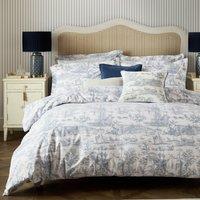Laura Ashley Braysmith Toile Duvet Cover Bedding Set Chambray Blue