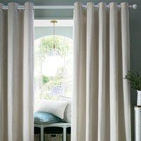 Laura Ashley Cornish Chenille Stripe Ready Made Eyelet Curtains Natural