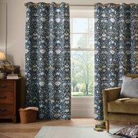 William Morris At Home Lodden Ready Made Eyelet Curtains Prussian Blue