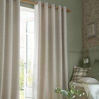 Laura Ashley Milbourne Herringbone Ready Made Eyelet Curtains Truffle-Natural