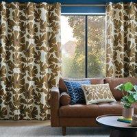 Orla Kiely Wildflower Ready Made Eyelet Curtains Coffee