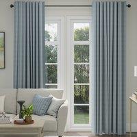 ANTE DECOR Latham Printed Cotton Stripe Made To Measure Curtains Blue On Blue