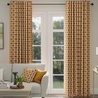 ANTE DECOR Palma Printed Cotton Made To Measure Curtains Burnt Umber
