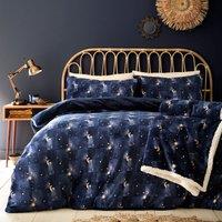 Fusion Cosmic Star Flannel Fleece Duvet Cover Bedding Set Navy