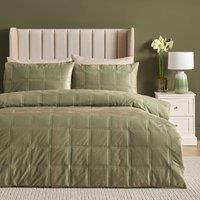 Soiree Brighton Square Velvet Duvet Cover Bedding Set Green
