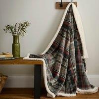 Dreams and Drapes Bennet Check Sherpa Fleece 150cmx200cm Throw Green