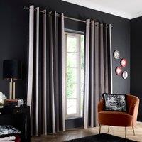 Laurence Llewelyn-Bowen Festivo Stripe Velvet Ready Made Eyelet Blackout Curtains Black