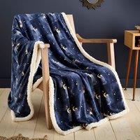 Fusion Cosmic Star Flannel Fleece 150cmx200cm Throw Navy