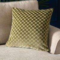 Soiree Velvet Spot Jacquard 43cmx43cm Filled Cushion Green