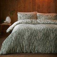 Fusion Winter Foliage Flannel Fleece Duvet Cover Bedding Set Green