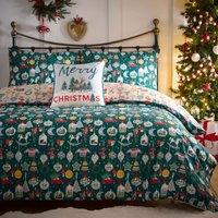 Fusion Christmas Ornaments Duvet Cover Bedding Set Green