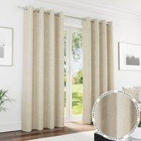 Knightsbridge Thermal Chenille Ready Made Eyelet Blackout Curtains Cream