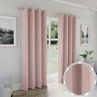 Austin Thermal Textured Ready Made Eyelet Blackout Curtains Blush