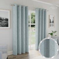 Austin Thermal Textured Ready Made Eyelet Blackout Curtains Blue