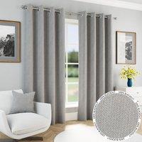 Chester Thermal Herringbone Ready Made Eyelet Blackout Curtains Grey