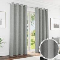 Knightsbridge Thermal Chenille Ready Made Eyelet Blackout Curtains Grey