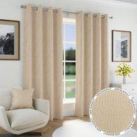 Chester Thermal Herringbone Ready Made Eyelet Blackout Curtains Natural