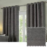 Paoletti Jupiter Chenille Jacquard Ready Made Eyelet Blockout Curtains Graphite