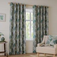 Wylder Nature Ophelia Floral Jacquard Ready Made Eyelet Blockout Curtains Thyme Mineral