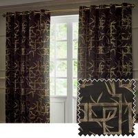 Paoletti Bamboo Jacquard Ready Made Eyelet Blockout Curtains Black