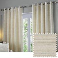 Paoletti Jupiter Chenille Jacquard Ready Made Eyelet Blockout Curtains Ivory Gold