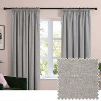 Furn Soft Chenille Ready Made Blackout Curtains Silver