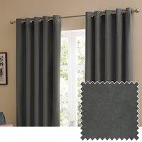 Furn Ultimate Velvet Ready Made Eyelet Blackout Curtains Charcoal