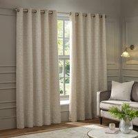 Paoletti Galaxy Chenille Ready Made Eyelet Blockout Curtains Ivory
