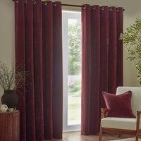 Yard Heavy Chenille Velvet Ready Made Eyelet Blockout Curtains Beetroot