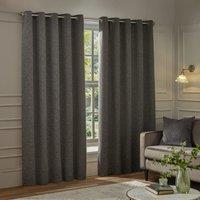 Paoletti Galaxy Chenille Ready Made Eyelet Blockout Curtains Charcoal