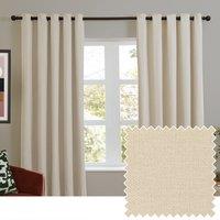 Furn Soft Chenille Ready Made Eyelet Blackout Curtains Ecru