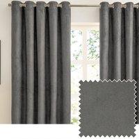 Furn Verso Reversible Suede Look Ready Made Eyelet Blackout Curtains Charcoal