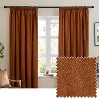 Furn Soft Chenille Ready Made Blackout Curtains Rust