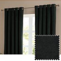 Furn Ultimate Velvet Ready Made Eyelet Blockout Curtains Black