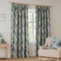 Wylder Ophelia Jacquard Floral Ready Made Blockout Curtains Thyme Mineral