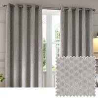 Paoletti Neptune Velvet Ready Made Eyelet Blockout Curtains Silver