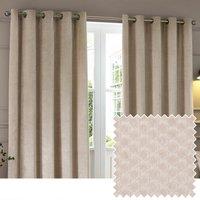 Paoletti Neptune Velvet Ready Made Eyelet Blockout Curtains Champagne