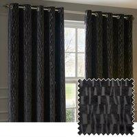 Paoletti Manhattan Velvet Ready Made Eyelet Blockout Curtains Charcoal