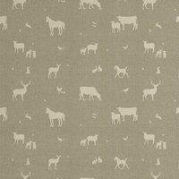 ANTE DECOR Country Animals Printed Cotton Fabric Beige Cream