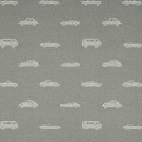 ANTE DECOR Vintage Cars Printed Cotton Fabric French Grey