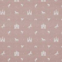 ANTE DECOR Castles and Unicorns Printed Cotton Fabric Pink